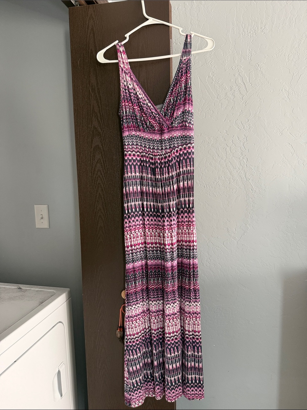 Loveappella Pink, Navy, Purple & White Printed Maxi Dress